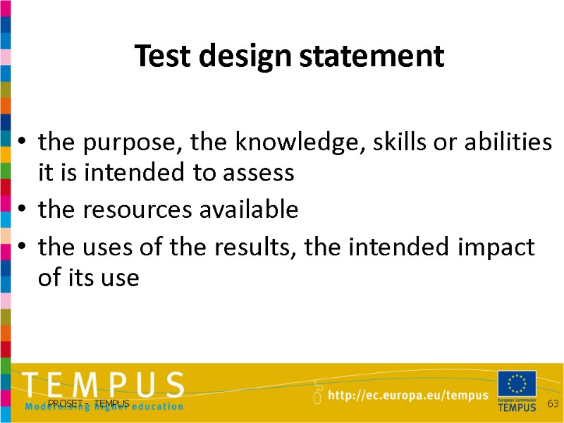 Test design statement the purpose, the knowledge, skills or abilities it is intended to